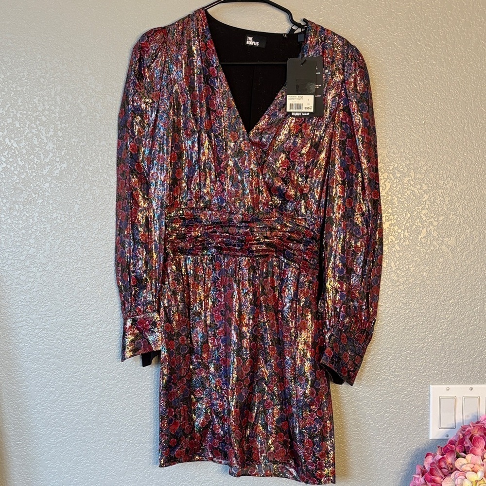 The Kooples Metallic Floral Long Sleeve Dress
